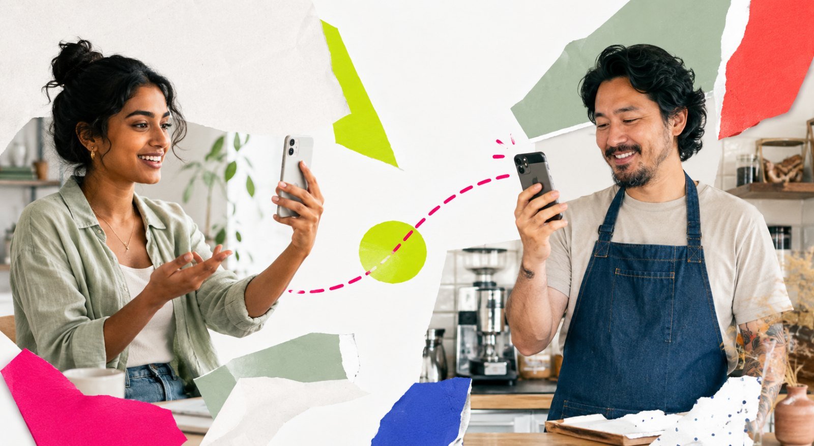 A job seeker and a small business owner connecting by phone